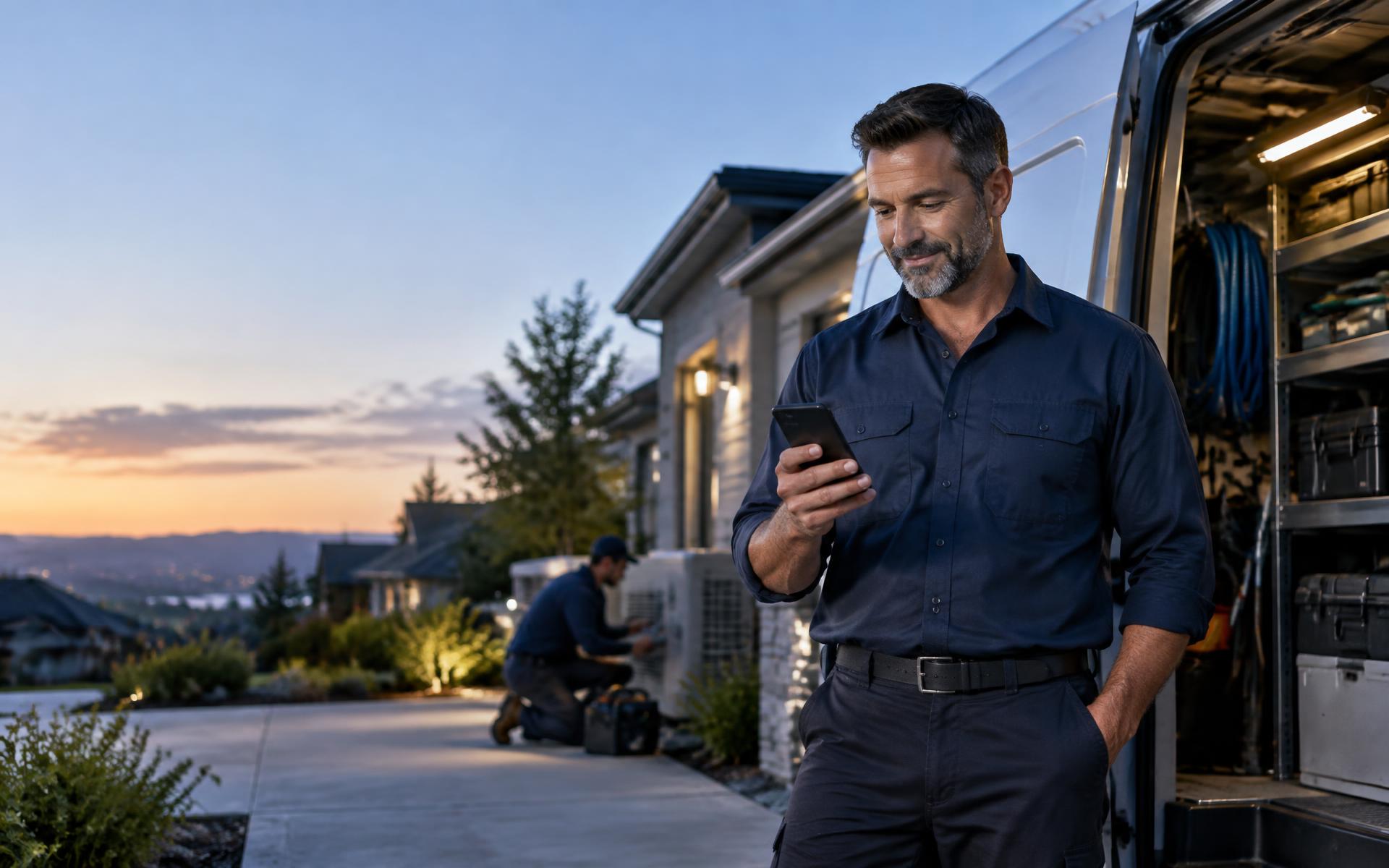 Local service business owner responding to a recovered customer lead
